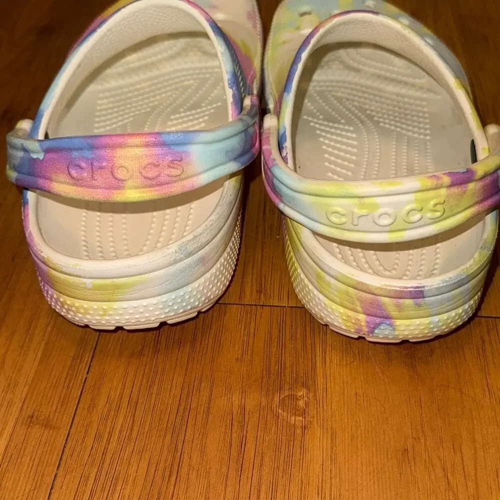 Crocs J5 Tie Dye Big Kids Tie-die Pastel - Rainbow Pink Blue Yellow